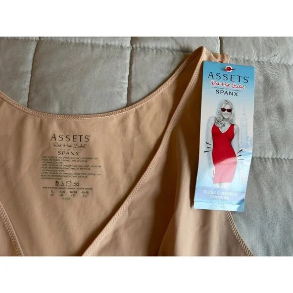 Assets Spanx Red Hot Label Stretch Slimming Cheetah Full Slip Nude XL NEW - Picture 8 of 9